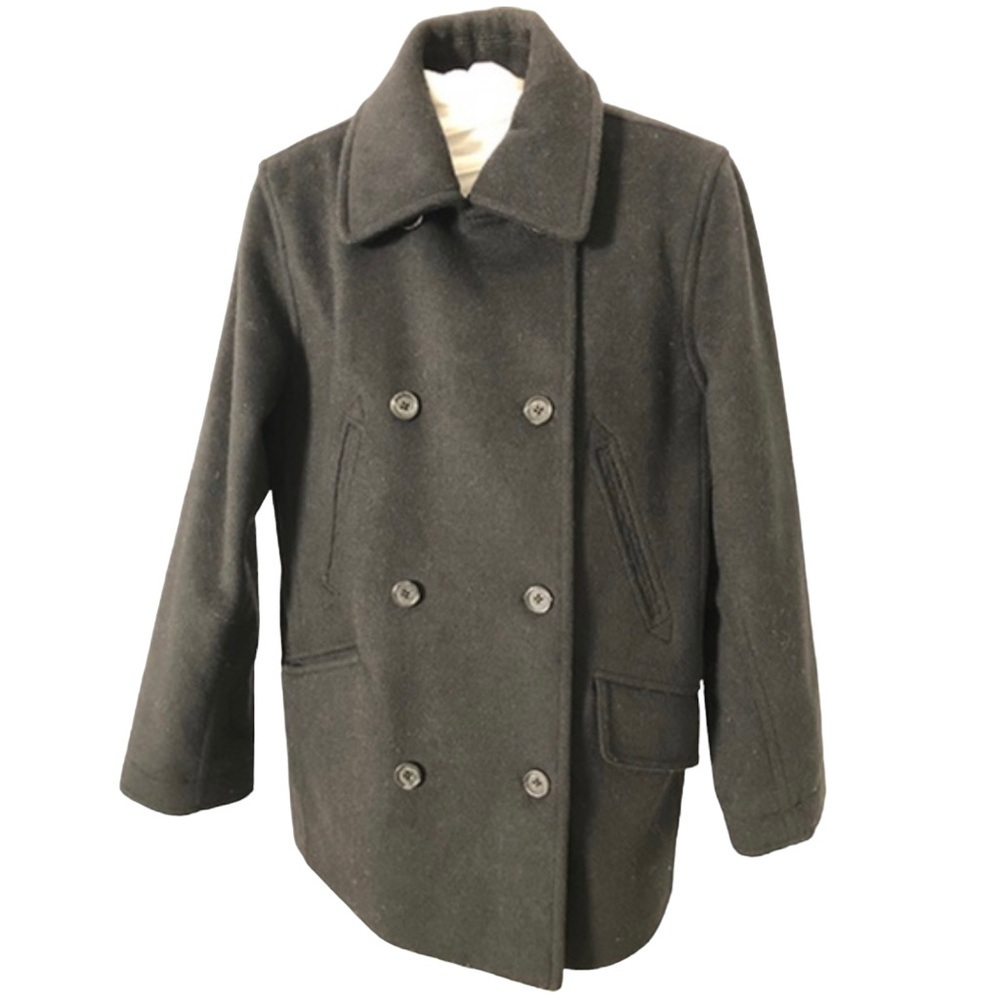J. Crew Charcoal Dark Grey Wool Cashmere Blend Pea Coat (Medium)